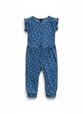 Baby Gap Floral Jumpsuit, Baby Size 18-24mo, Blue Denim Print
